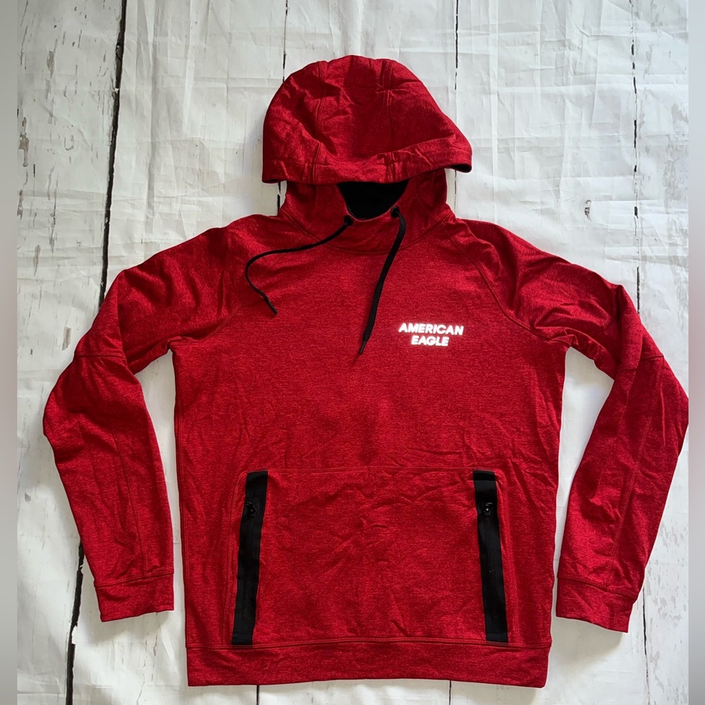 American Eagle AE Active Flex Hoodie Sweatshirt Long Sleeve Shirt Red S